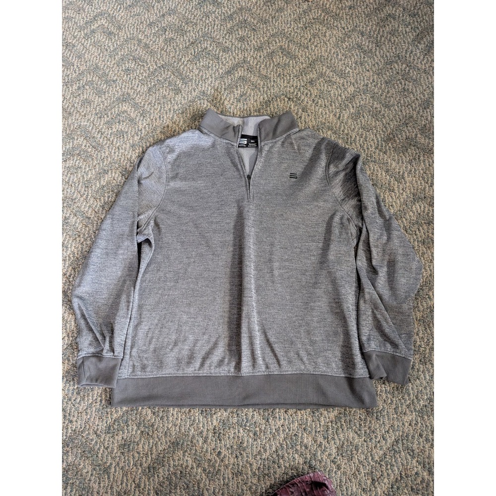Three Sixty Six Mens 3XL Quarter Zip Pullover Heather Gray Active Fleece Sweater
